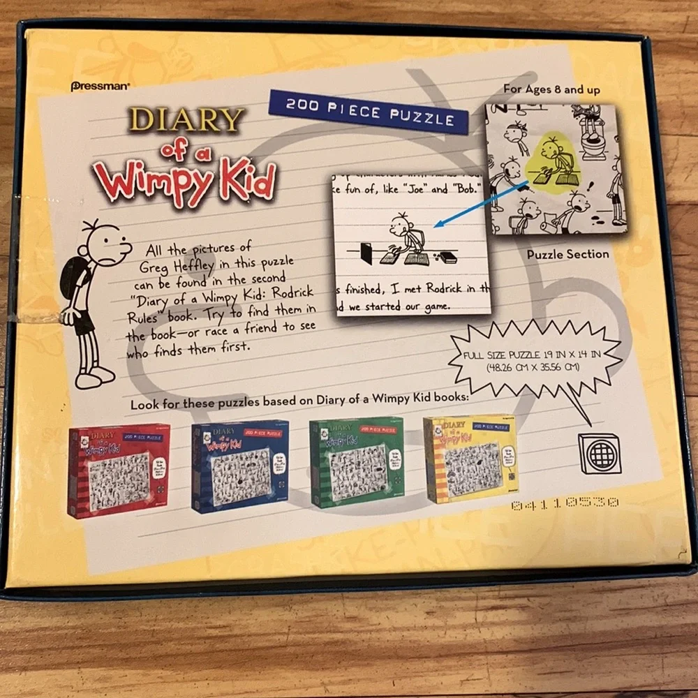 Diary of a Wimpy Kid 200 piece puzzle HARD! Ages 8+ and all pieces are in box